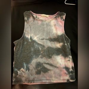CROP TOP pink/grey/white tie dye